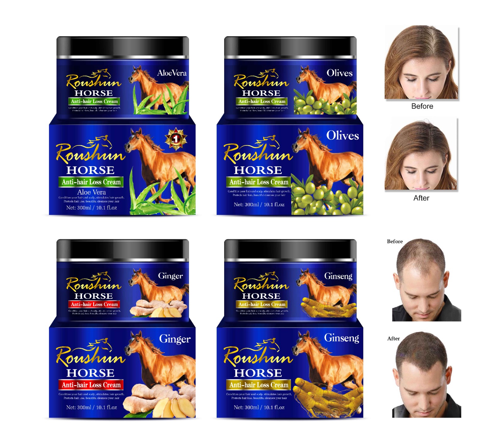 ROUSHUN gingseng Anti-hair Loss Cream Hair Treatment